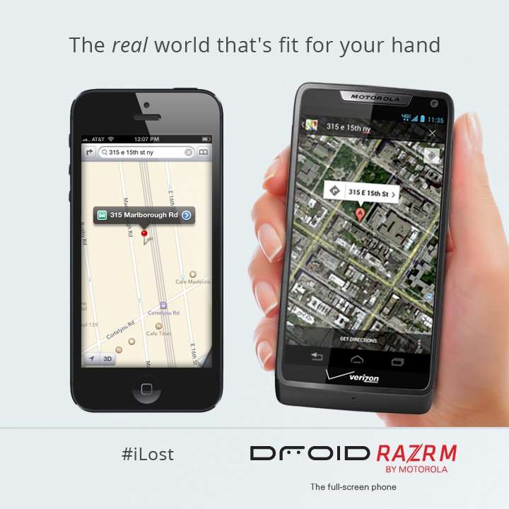 Katastrofa mapy Apple: Motorola używa szablonu do reklamy porównawczej